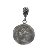 925 Ayar Gümüş İskender Kafası Madalyon Kolye Ucu thumbnail 3
