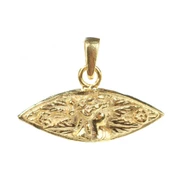 925 Ayar Gümüş Mekik Bayan Figürlü Madalyon Kolye Ucu thumbnail 3