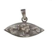 925 Ayar Gümüş Mekik Bayan Figürlü Madalyon Kolye Ucu thumbnail 1