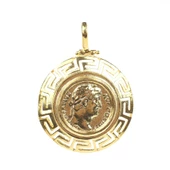 925 Ayar Gümüş Grekli Sezar Figürlü Madalyon Kolye Ucu thumbnail 3