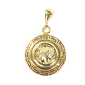 925 Ayar Gümüş Grek Desenli İskender Kafası Figürlü Madalyon Kolye Ucu thumbnail 5