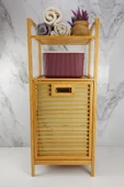 Digithome Bambu Kirli Sepetli 2 Raflı Çok Amaçlı Banyo Düzenleyici Çamaşır Sepeti Organizer DB-0001 - 5
