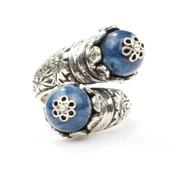 925 Ayar Gümüş Lapis Taşlı Çapraz Yüzük thumbnail 4