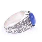 925 Ayar Gümüş Lacivert Turkuaz Taşlı Erkek Yüzüğü thumbnail 3