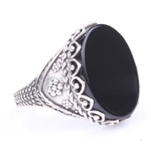 925 Ayar Gümüş Siyah Oniks Taşlı Erkek Yüzüğü thumbnail 2