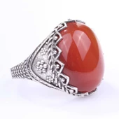 925 Ayar Gümüş Akik Taşlı Erkek Yüzüğü thumbnail 2