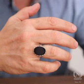 925 Ayar Gümüş Siyah Oniks Taşlı Erkek Yüzüğü thumbnail 6