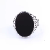 925 Ayar Gümüş Siyah Oniks Taşlı Erkek Yüzüğü thumbnail 4