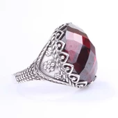 925 Ayar Gümüş Sentetik Yakut Taşlı Erkek Yüzüğü - 1