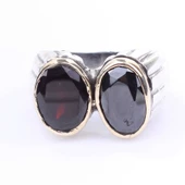 925 Ayar Gümüş Garnet Taşlı Unisex Yüzük thumbnail 2
