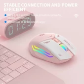 Blic Bwm1 Pembe RGB Şarjlı Kablosuz 1600DPI Işıklı Kablosuz Mouse - 5