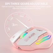 Blic Bwm1 Pembe RGB Şarjlı Kablosuz 1600DPI Işıklı Kablosuz Mouse - 4
