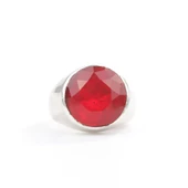 925 Ayar Gümüş Yakut Rengi Erkek Yüzüğü - 4