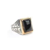 925 Ayar Gümüş Dikdörtgen Oniks Taşlı Yüzük thumbnail 2