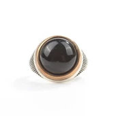 925 Ayar Gümüş Yuvarlak Bombeli Oniks Taşlı Erkek Yüzük thumbnail 4