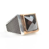 925 Ayar Gümüş Kare Fasetli Taşlı Erkek Yüzük thumbnail 1