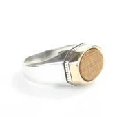 925 Ayar Gümüş Sekizgen Oval Kaplangözü Taşlı Düz Erkek Yüzük thumbnail 3