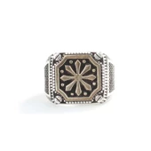 925 Ayar Gümüş Kare Kar Tanesi Motifli Erkek Yüzük thumbnail 3