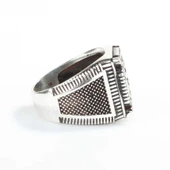 925 Ayar Gümüş Kare Kar Tanesi Motifli Erkek Yüzük thumbnail 2