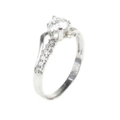 925 Ayar Gümüş Tektaş Motifli Yanı Taşlı 1,50 crt Görünümlü Yüzük thumbnail 2