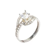 925 Ayar Gümüş Tektaş Yanı Taşlı 1,10 crt Görünümlü Yüzük thumbnail 6