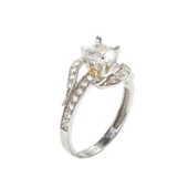 925 Ayar Gümüş Tektaş Yanı Taşlı 1,10 crt Görünümlü Yüzük thumbnail 2