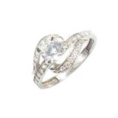 925 Ayar Gümüş Tektaş Yanı Taşlı 1,10 crt Görünümlü Yüzük thumbnail 5