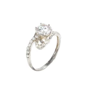 925 Ayar Gümüş Tektaş Yanı Taşlı 1,30 crt Görünümlü Yüzük thumbnail 2