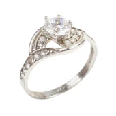 925 Ayar Gümüş Tektaş Yanı Taşlı 1,00 crt Görünümlü Yüzük thumbnail 5