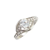 925 Ayar Gümüş Tektaş Yanı Taşlı 1,00 crt Görünümlü Yüzük thumbnail 7