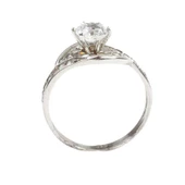 925 Ayar Gümüş Tektaş Yanı Taşlı 1,00 crt Görünümlü Yüzük thumbnail 4