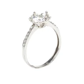 925 Ayar Gümüş Tektaş Yanı Taşlı 1,32 crt Görünümlü Yüzük thumbnail 5