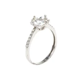 925 Ayar Gümüş Tektaş Yanı Taşlı 1,32 crt Görünümlü Yüzük thumbnail 4