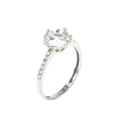 925 Ayar Gümüş Tektaş Yanı Taşlı 1,32 crt Görünümlü Yüzük thumbnail 2