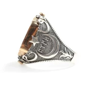 925 Ayar Gümüş Kartal Vav Ay yıldızlı Dönen Erkek Yüzük thumbnail 4