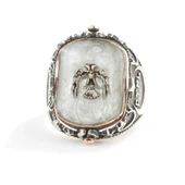 925 Ayar Gümüş Kartal Vav Ay yıldızlı Dönen Erkek Yüzük thumbnail 6