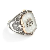 925 Ayar Gümüş Kartal Vav Ay yıldızlı Dönen Erkek Yüzük thumbnail 7