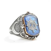 925 Ayar Gümüş Çapa Dümen Mineli Erkek Yüzük thumbnail 2