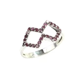 925 Ayar Gümüş Çift Dörtgen Tasarım Yüzük thumbnail 5