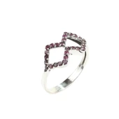 925 Ayar Gümüş Çift Dörtgen Tasarım Yüzük thumbnail 4