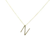 925 Ayar Gümüş 3 Boyutlu N Harfi Kolye thumbnail 4