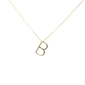 925 Ayar Gümüş 3 Boyutlu B Harfi Kolye thumbnail 3