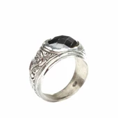 925 Ayar Gümüş Oval Oniks Taşlı Fasetli Erkek Yüzük thumbnail 2