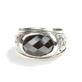 925 Ayar Gümüş Oval Oniks Taşlı Fasetli Erkek Yüzük thumbnail 4