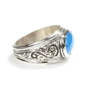 925 Ayar Gümüş Oval Mavi Taşlı Erkek Yüzüğü thumbnail 2