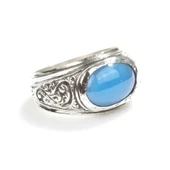 925 Ayar Gümüş Oval Mavi Taşlı Erkek Yüzüğü thumbnail 1