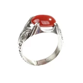 925 Ayar Gümüş Desenli Oval Akik Taşlı Yüzük thumbnail 3