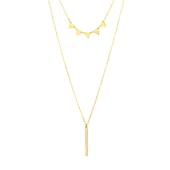 925 Ayar Gümüş  Üçgen ve Plaka 2'li Kolye, Pembe thumbnail 2