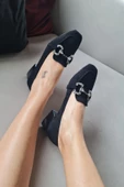 10 1832 Topukla Kadın Loafer Toka Detaylı Deri Makosen Günlük Ayakkabı Siyah - 11
