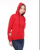 Backpacker Kadın Sweatshirt Kapüşonlu Fermuarlı Kırmızı - 5